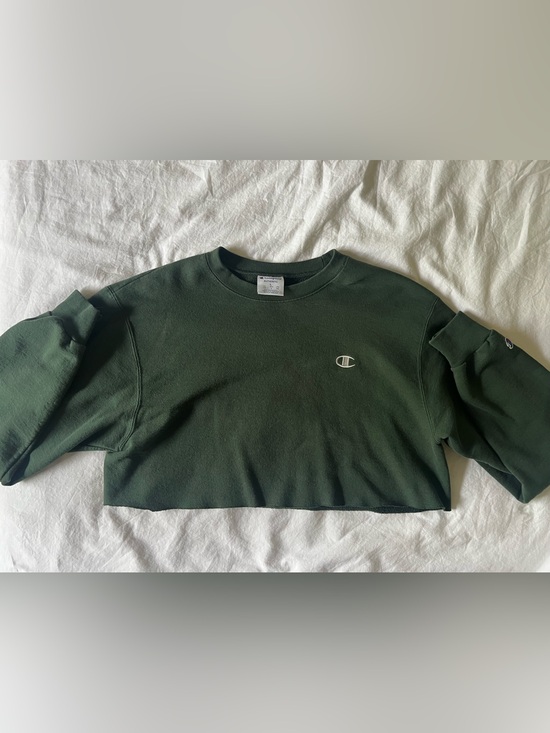 Champion Tops - Champion Dark Green Cropped Crewneck Sweatshirt